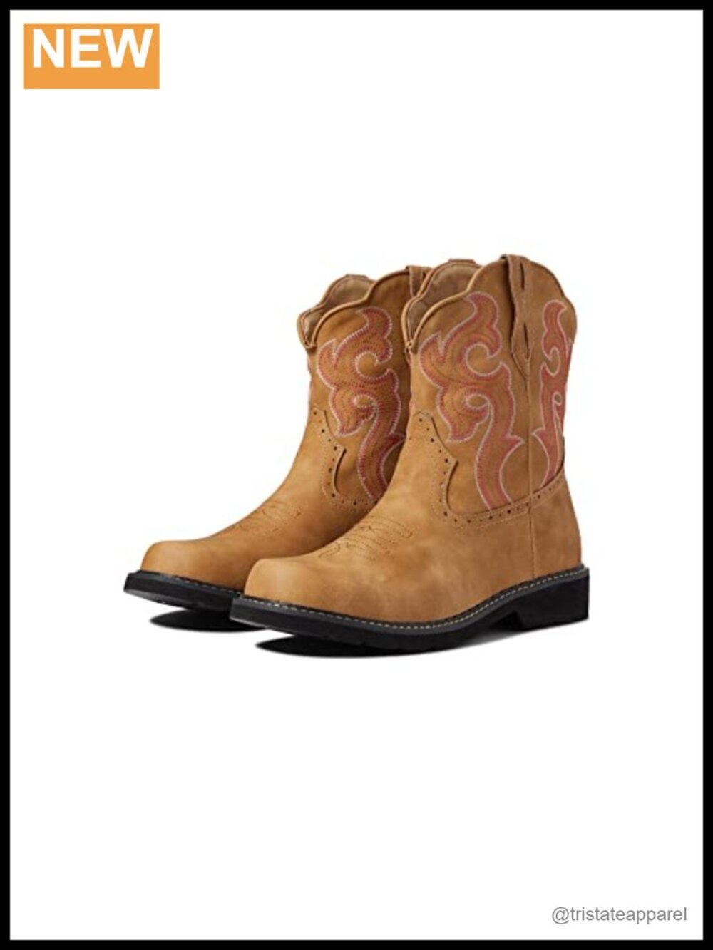 Women's Embroidered Faux Leather Mid-Calf Pull-On Boots Low Block Heel